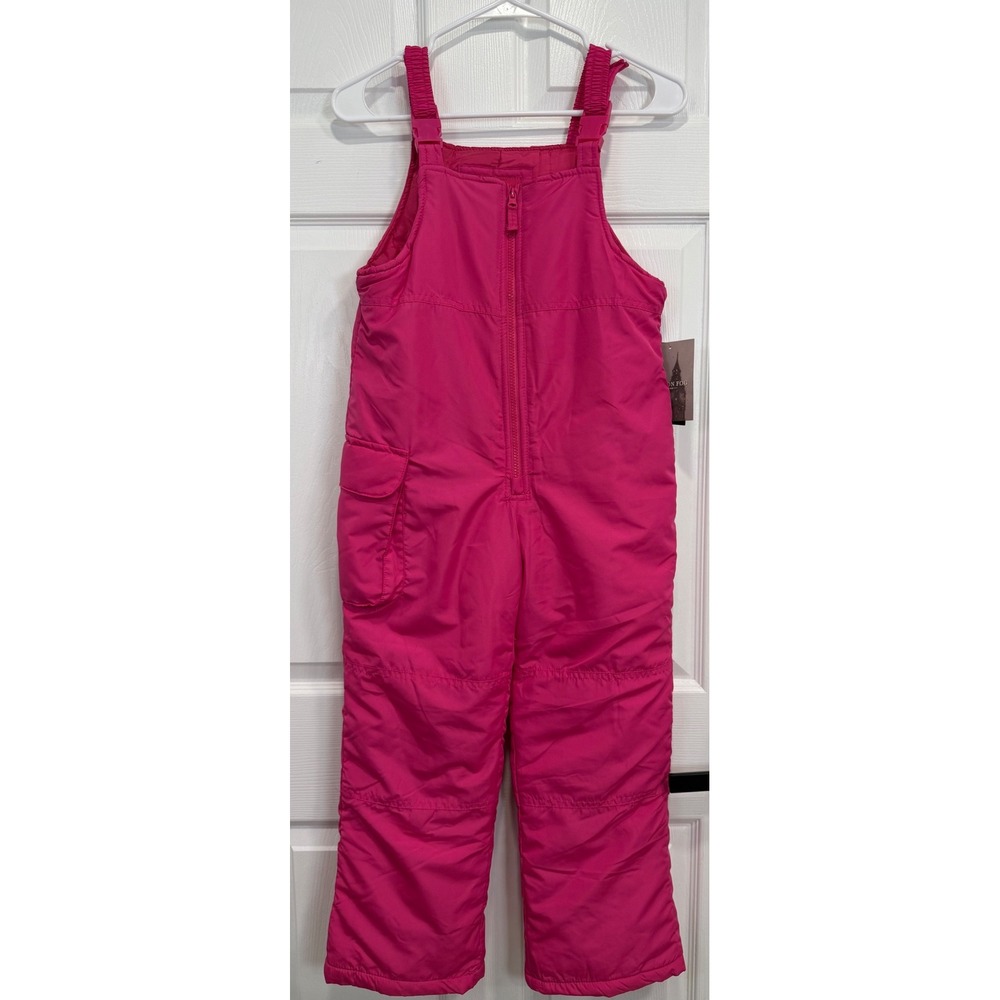 London Fog Kids Pink Snow Bib Overalls Size 7-8 Insulated Water Resistant NWT
